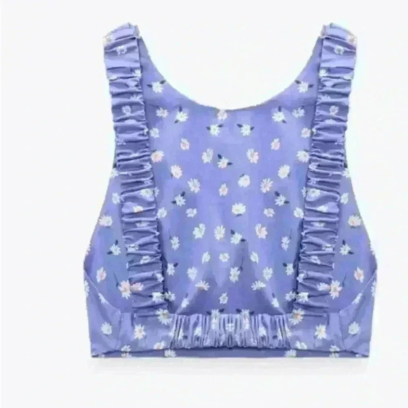 ZARA  blue daisy print crop top size XS NWOT - Picture 3 of 10